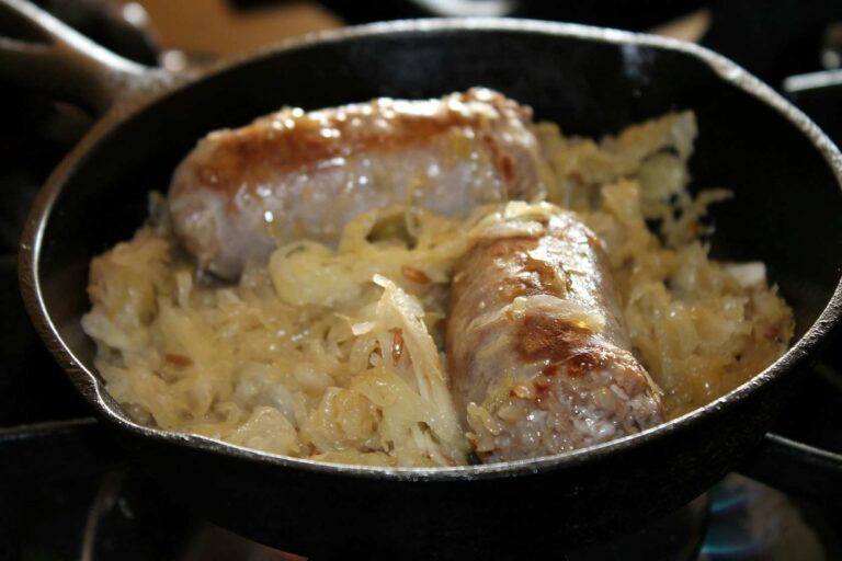 Pork Sweet Italian Sausage & Sauerkraut Sandwich Sage Mountain Farm